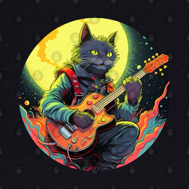 Cat Playing Guitar Funny Cat With Guitar Cute Cat Guitar by OscarVanHendrix